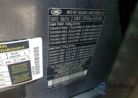 2014 Land Rover Range Rover Sport Hse from USA, damaged, VIN SALWR2WF9EA381364